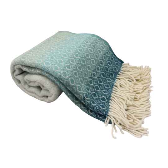 Aqua Havanna Lambswool Throw Rolled Up