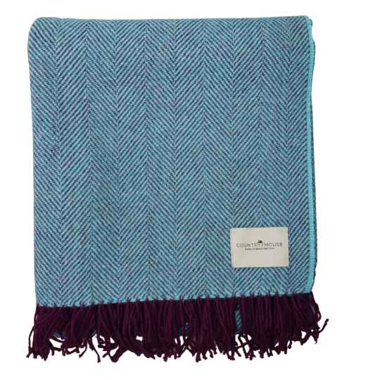 blackberry and herringbone wool throw