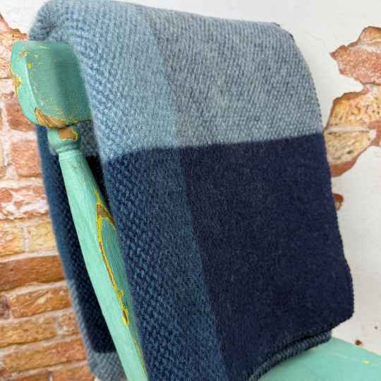 Blue Block Check Wool Blanket