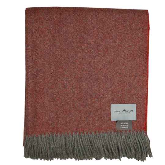 Brick and Grey Herringbone wool throw