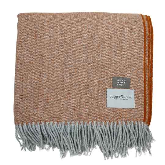 cinnamon recycled wool throw folded