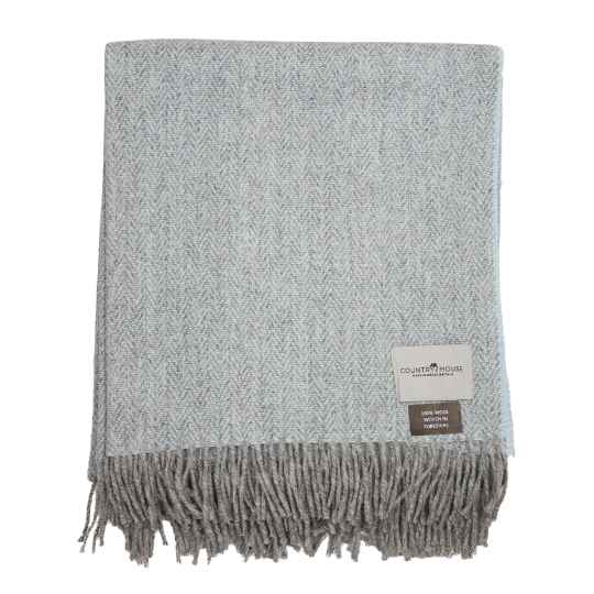 duck egg and grey recycled wool throw