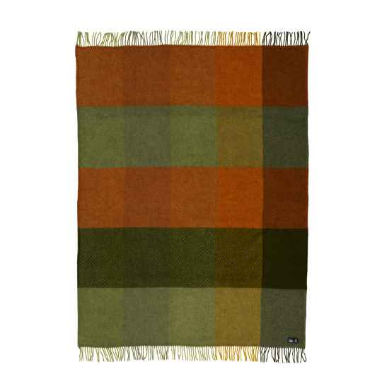 Gotland green check wool throw