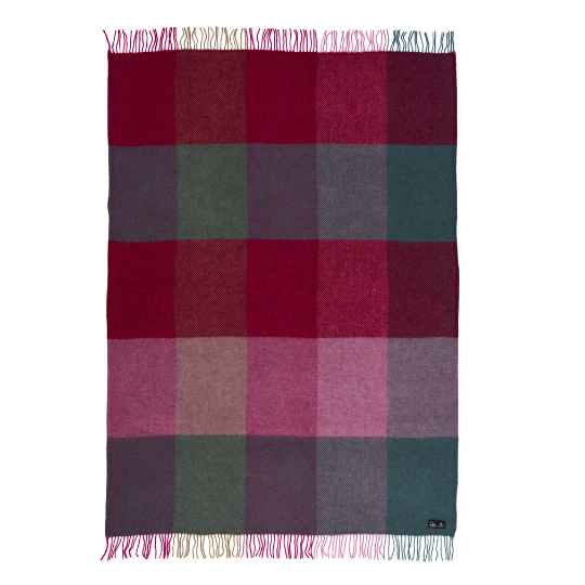 gotland multi  pink check wool throw
