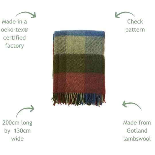 gotland multi green wool throw features