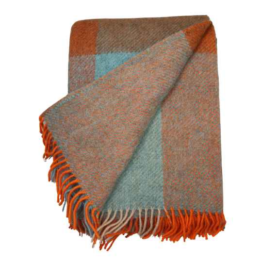 Gotland orange chelk wool blanket showing reverse