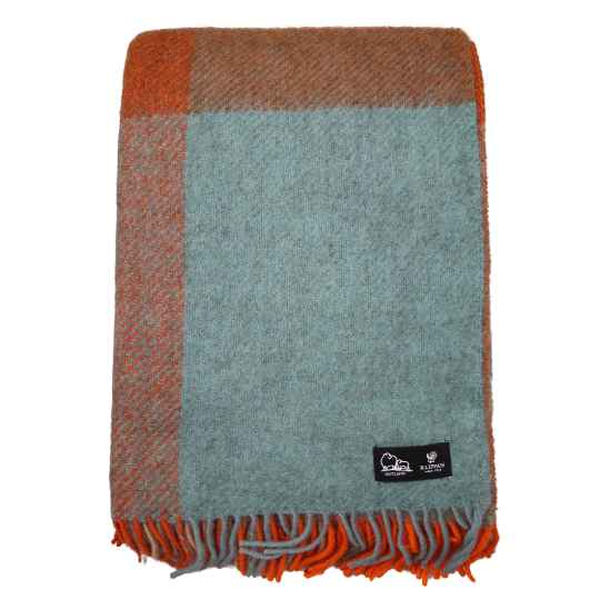 Gotland orange check wool throw