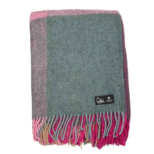 gotland pink check wool throw blanket
