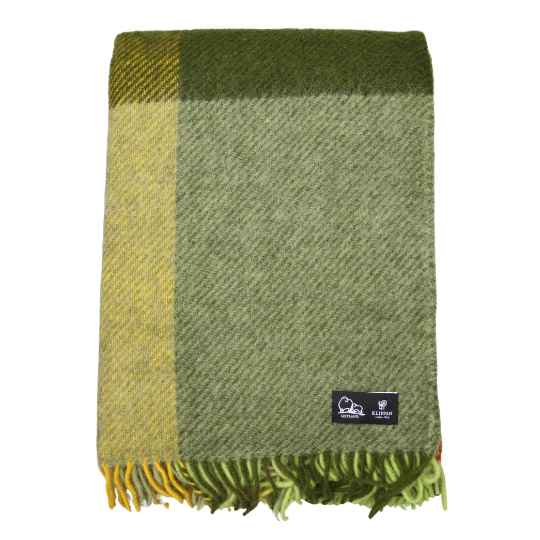 gotland green checked wool throw