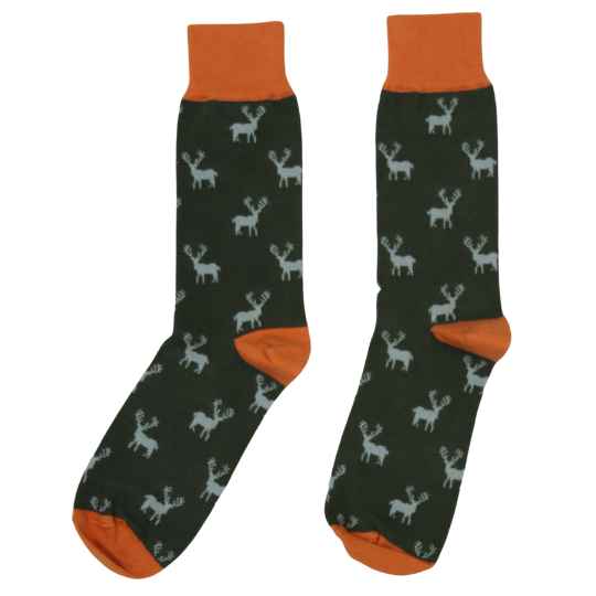 Large green stag organic cotton socks