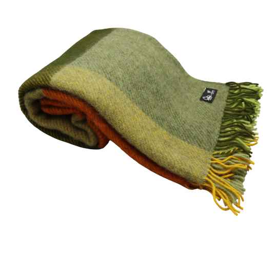 green gotland check wool throw rolled up