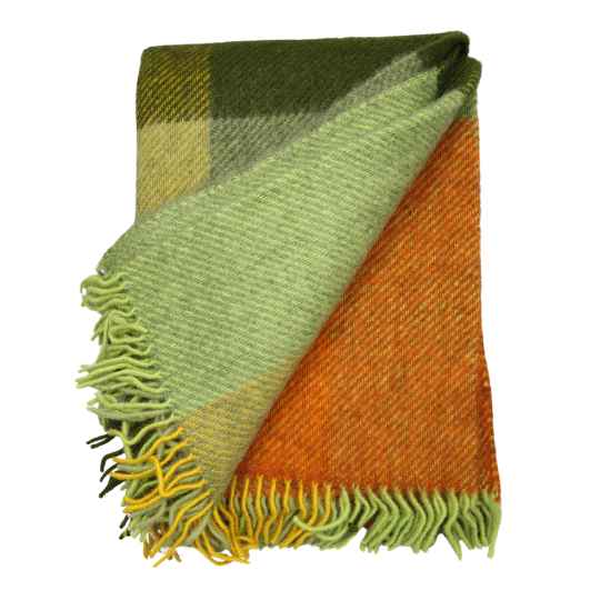 Gotland green check wool throw