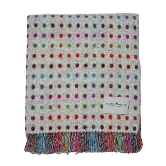 Grey Multi spot merino lambswool throw