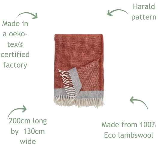harald rust wool throw shoing features