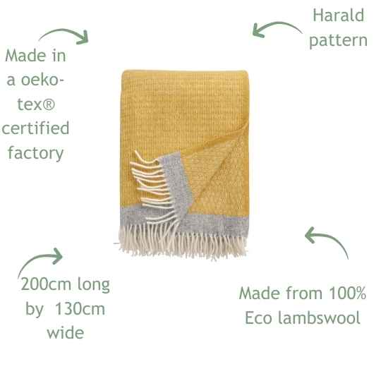 harald yellow eco wool throw features