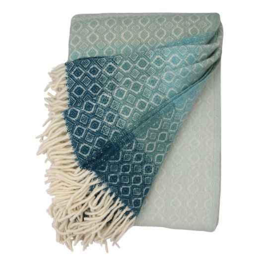 Havanna Aqua Lambswoo Throw Folded showing reverse patterns