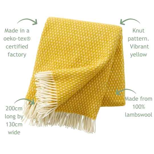 Knut saffron wool throw with feature