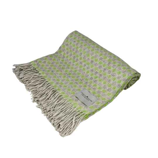 Lime Green and Grey spot wool blanket