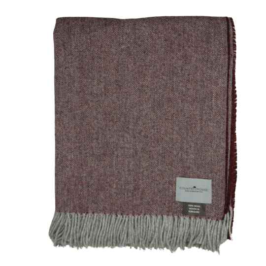 Mulberry Herringbone Wool Throw