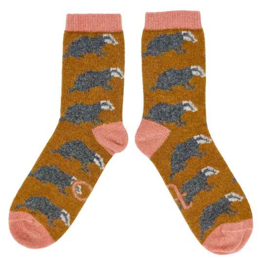 mustard badger ankle socks