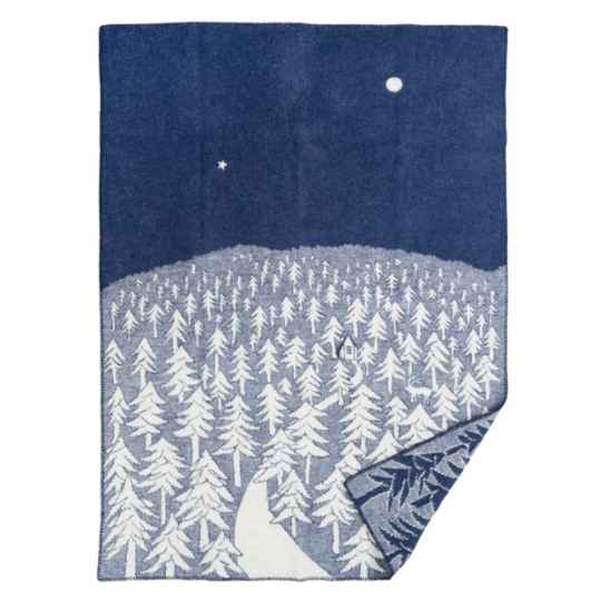house in the forest navy blanket