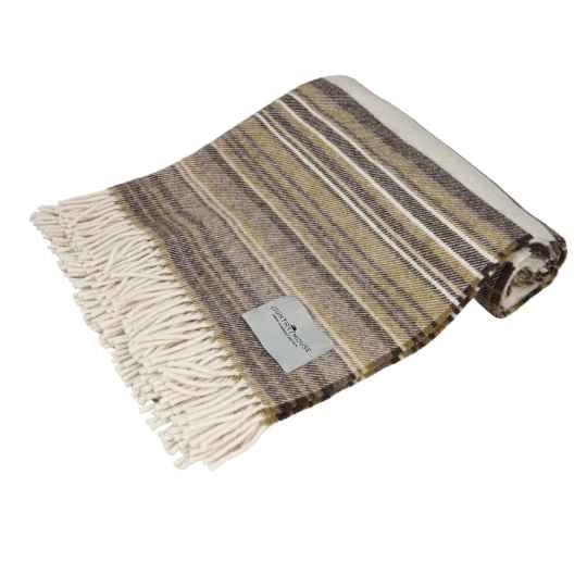 neutral stripe wool throw