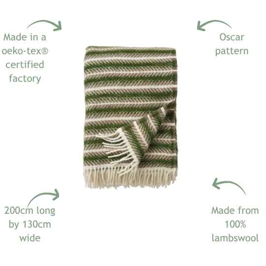 oscar multi greenwool throw showing features
