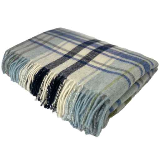 pitnacree sea blue merino wool throw