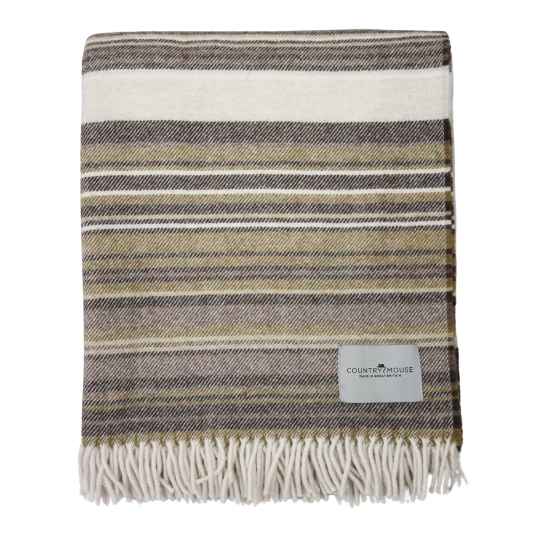 neutral stripe recycled wool throw