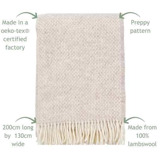preppy beige melange wool throw showing features