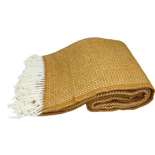 Chevron Caramel Swedish lambswool throw