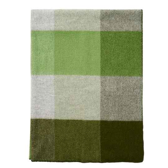 Green Block check lambswool Throw