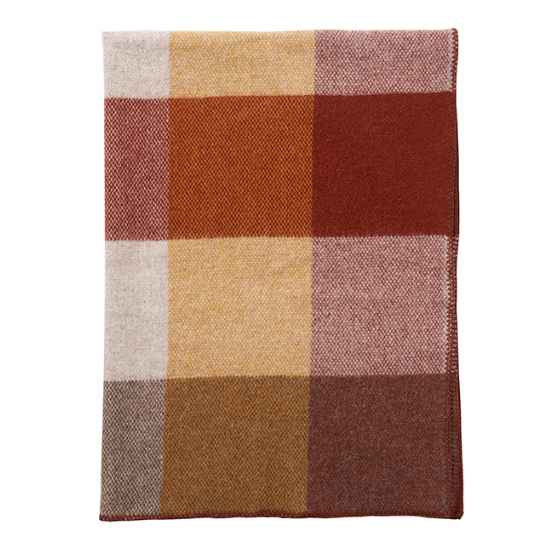 Rust block Check Lambswool throw