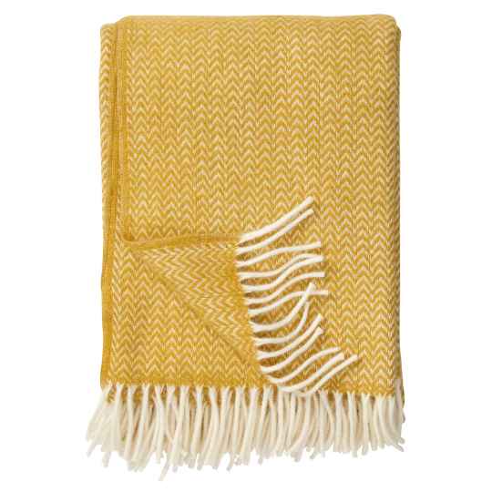 Yellow eco lambswool throw