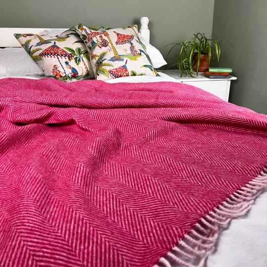 Merino wool blanket on a bed
