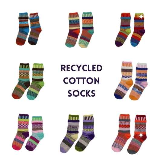 Solmate mismatched socks, recycled cotton socks