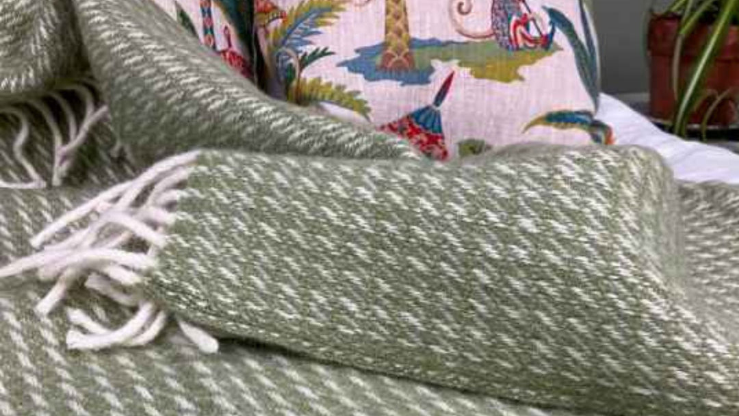 Green Wool Blankets Botanical home Decor