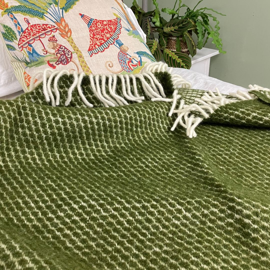 Wool Throw Green wool throws and blankets – Country Mouse