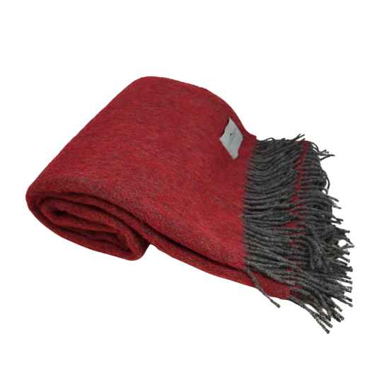 cherry red wool blanket on a white backround