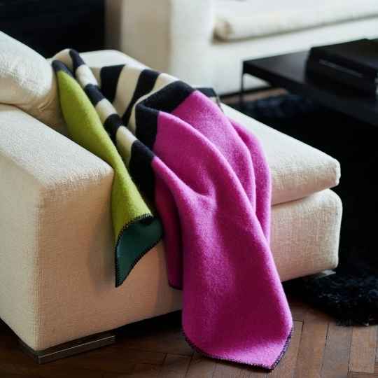 bright coloured wool blanket on a chair