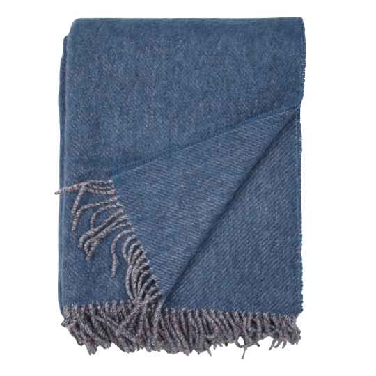 Blue throw blanket on a white background