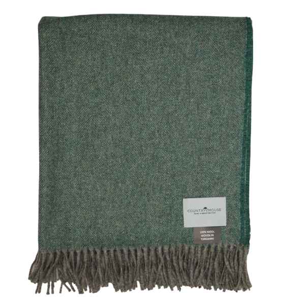 cedar green herringbone wool throw