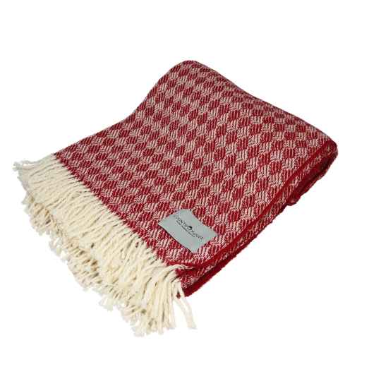 cherry red recycled wool blanket