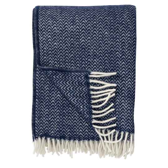 chevron darkdenim blue wool throw