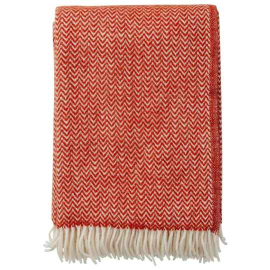 Chevron Ruby Red Lambswool Throw