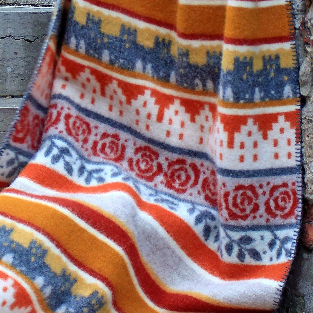 Visby Ochre wool throw close up