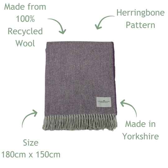 clover recycled wool throw with features