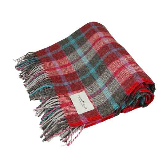 country check recycled wool blanket