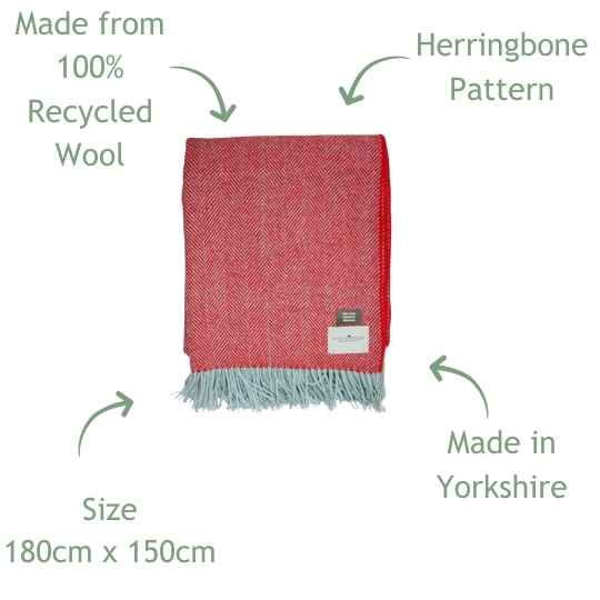 cranberry recycled wool throw features