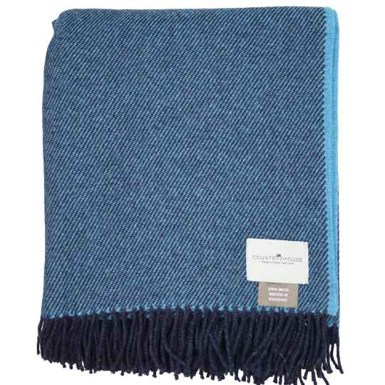 deep teal blue wool throw on a white background